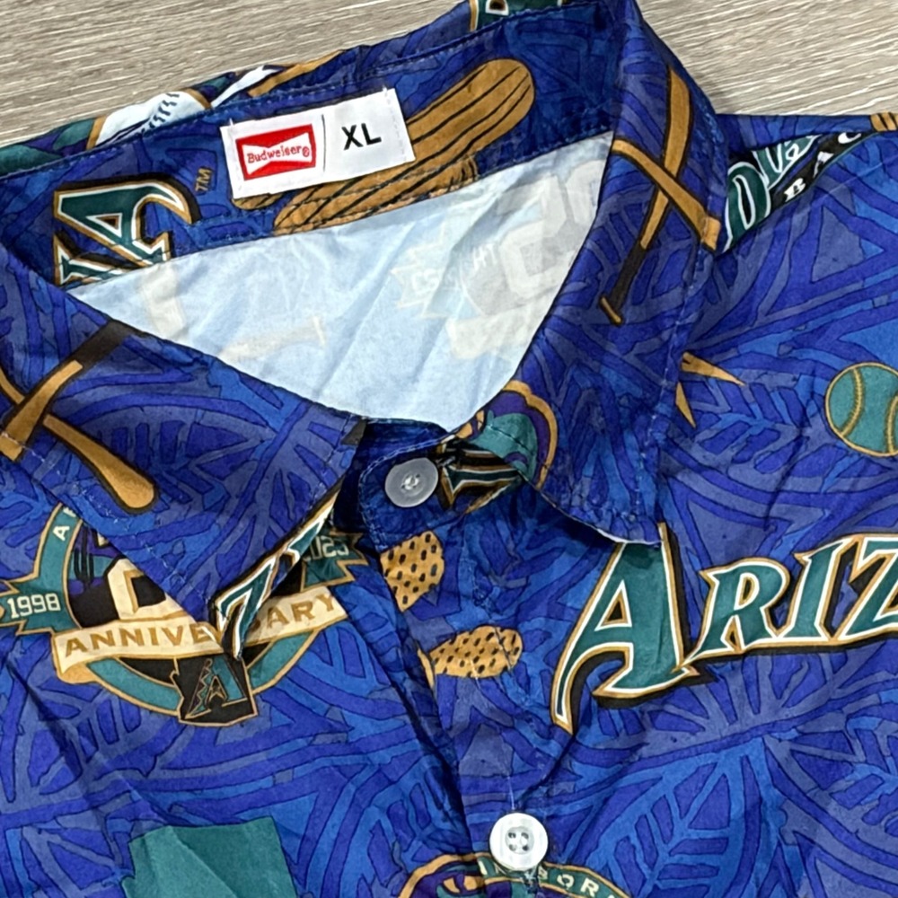 Budweiser Arizona Diamondbacks 25th Anniversary Shirt Mens XL Blue Button Up MLB